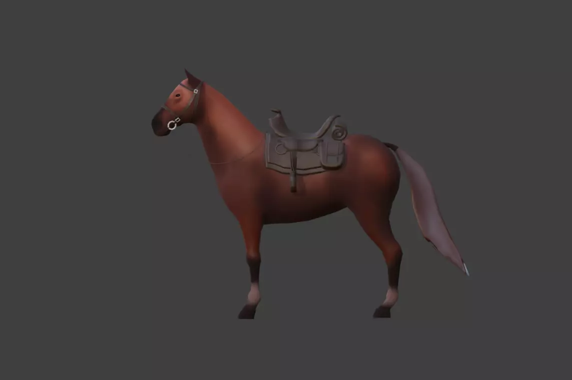 Low Poly Horse  Low-poly 3D model_1