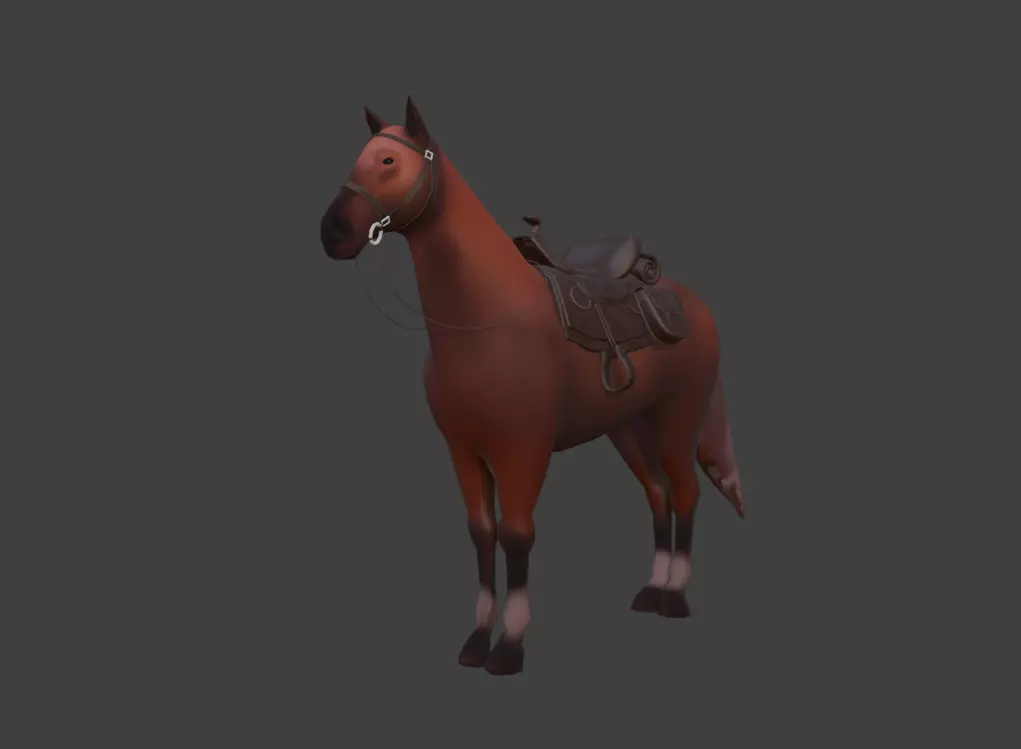Low Poly Horse  Low-poly 3D model_0