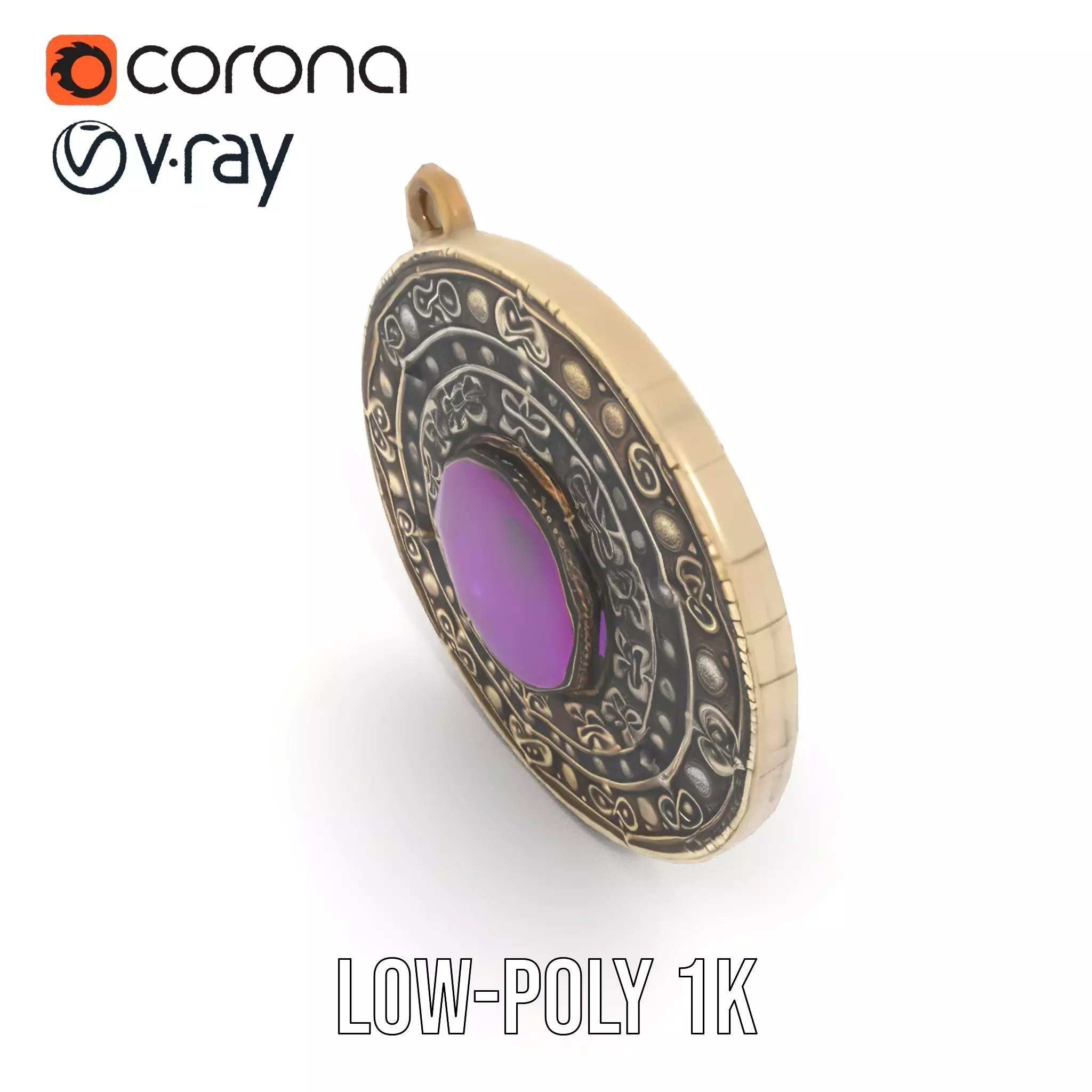 Antique Bronze Amulet model pack Low-poly 3D model_12