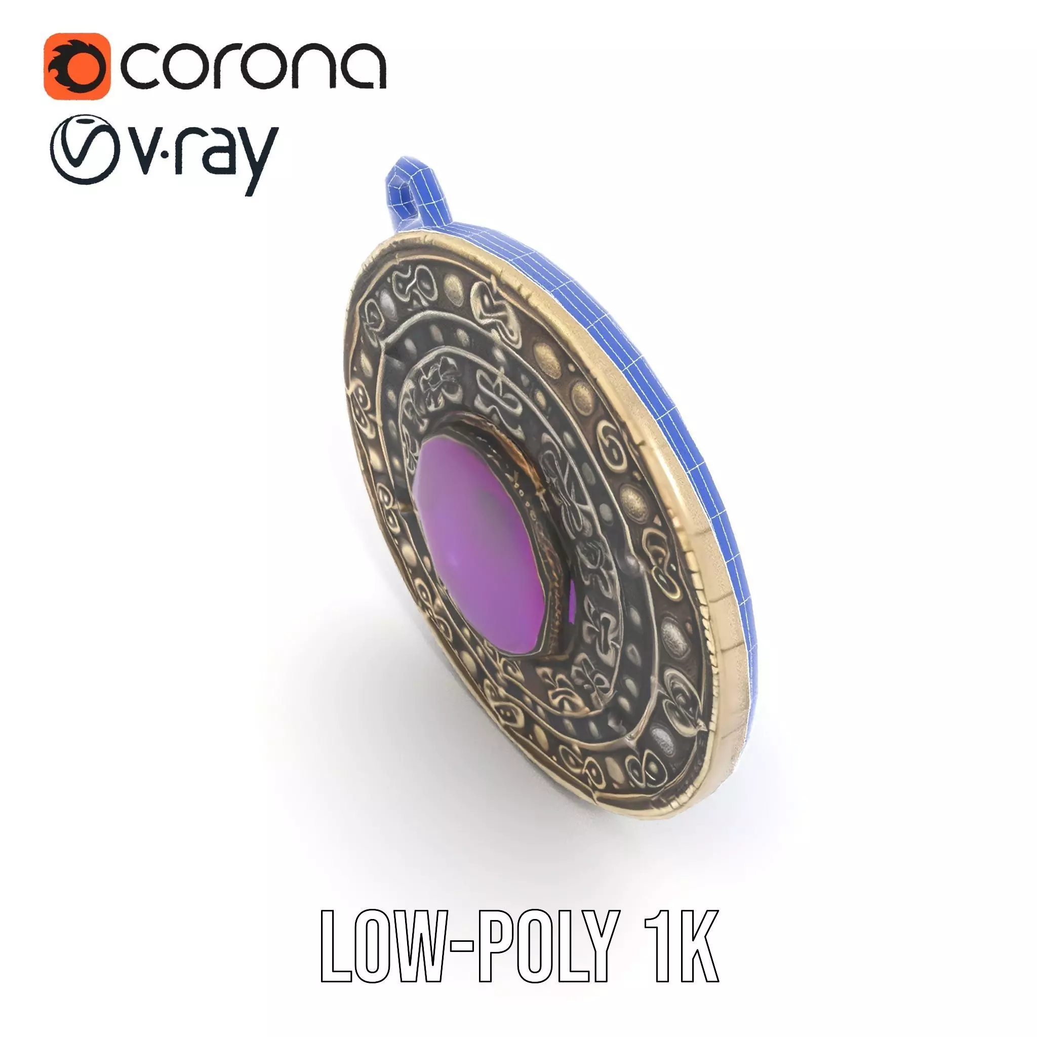 Antique Bronze Amulet model pack Low-poly 3D model_15