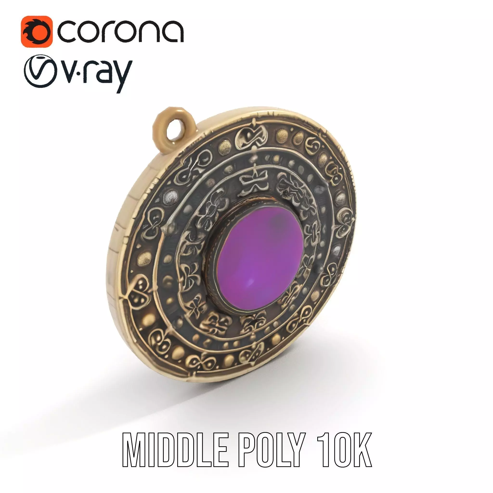 Antique Bronze Amulet model pack Low-poly 3D model_17