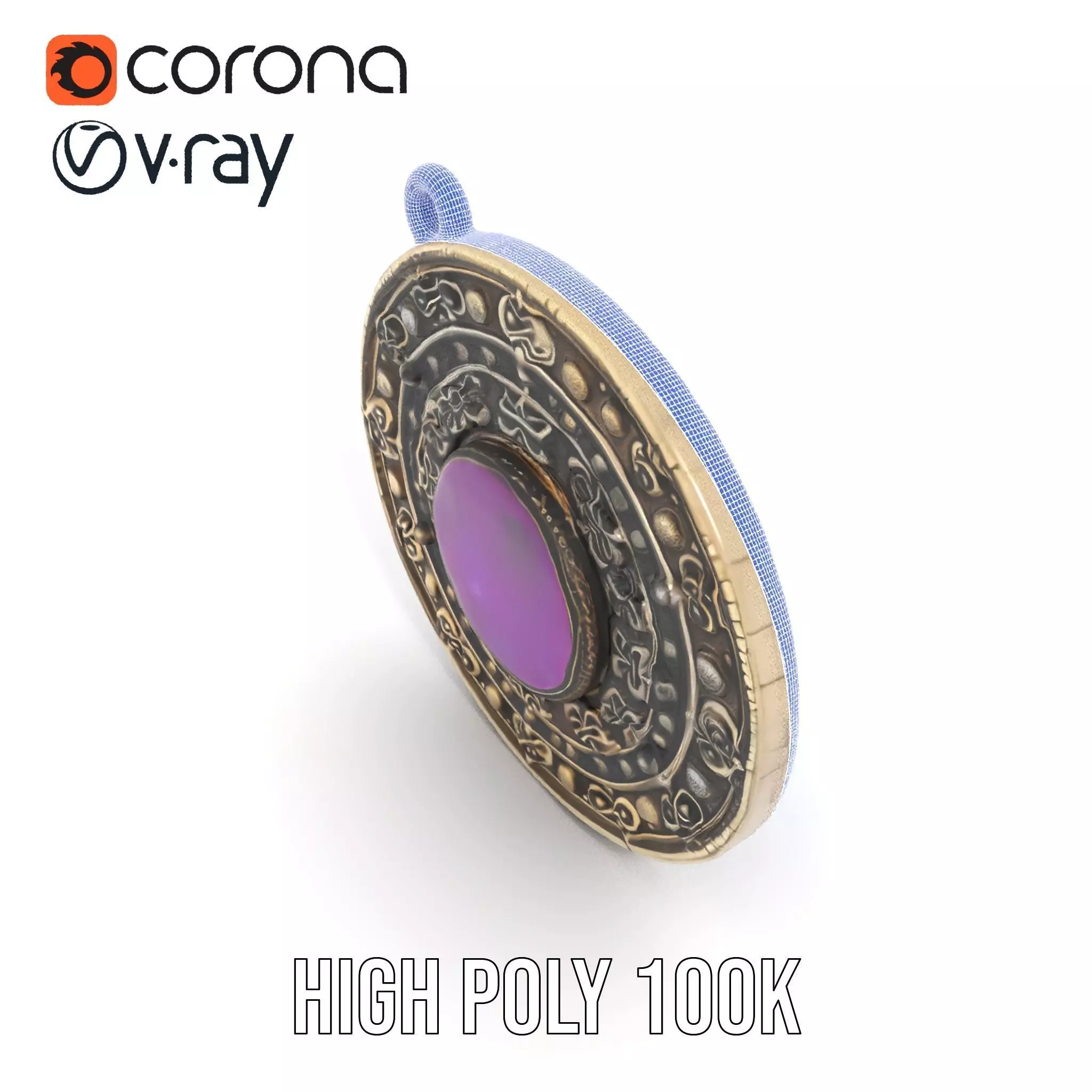 Antique Bronze Amulet model pack Low-poly 3D model_32