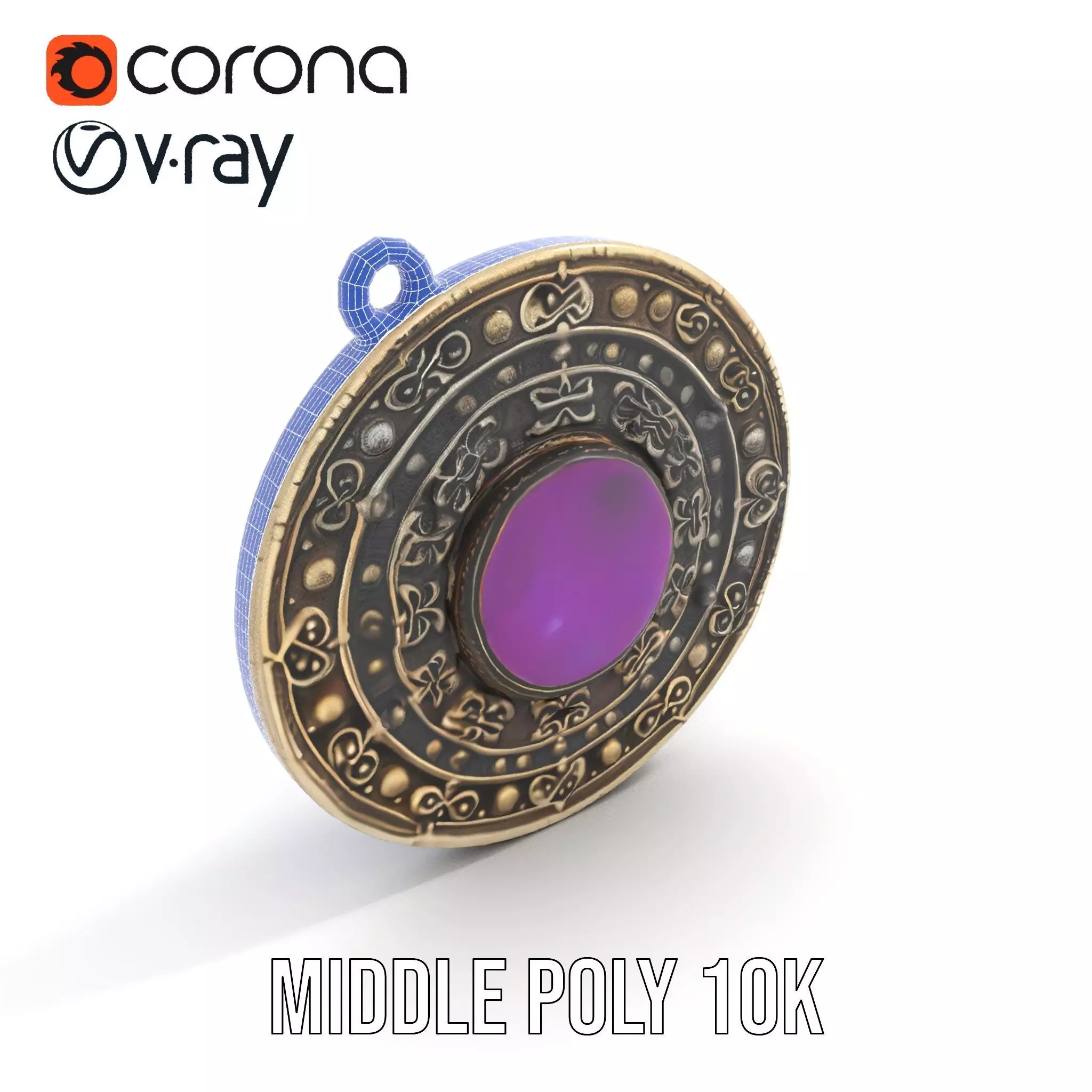 Antique Bronze Amulet model pack Low-poly 3D model_19