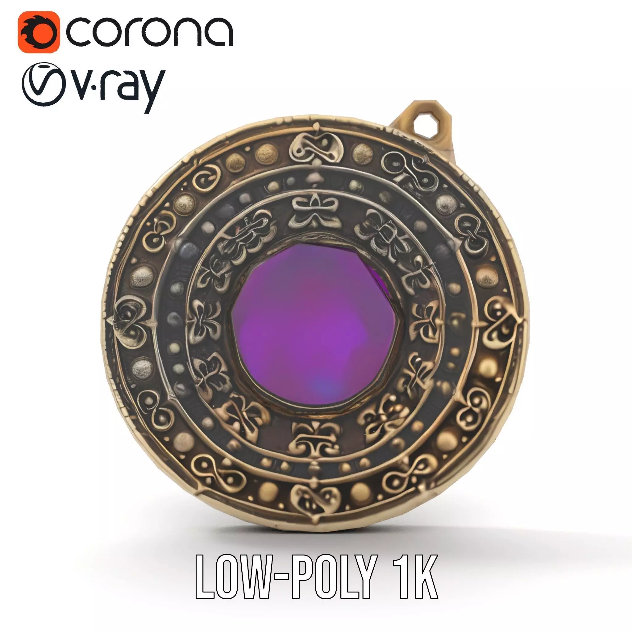 Antique Bronze Amulet model pack Low-poly 3D model_20