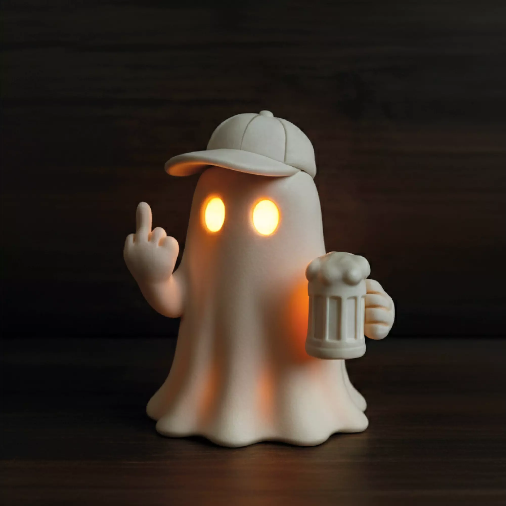 Middle Finger Ghost  Funny Tealight Holder and Figurine 3D print model_4