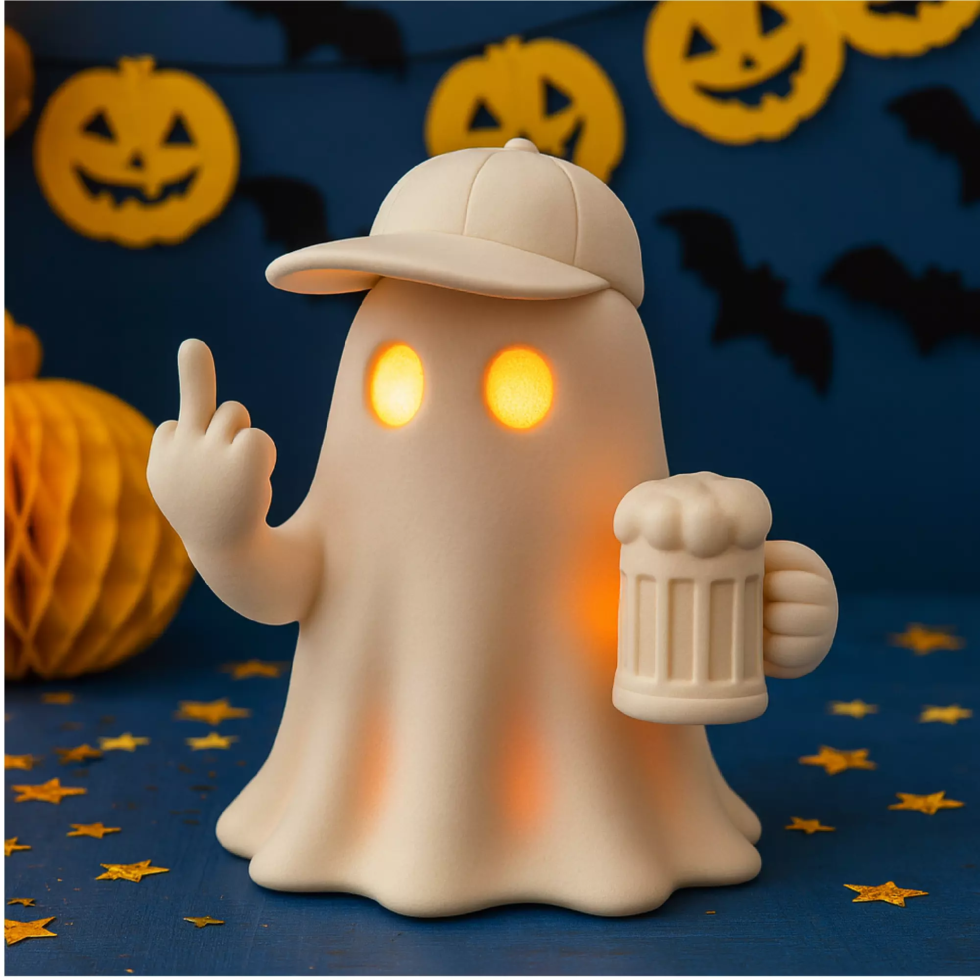 Middle Finger Ghost  Funny Tealight Holder and Figurine 3D print model_5