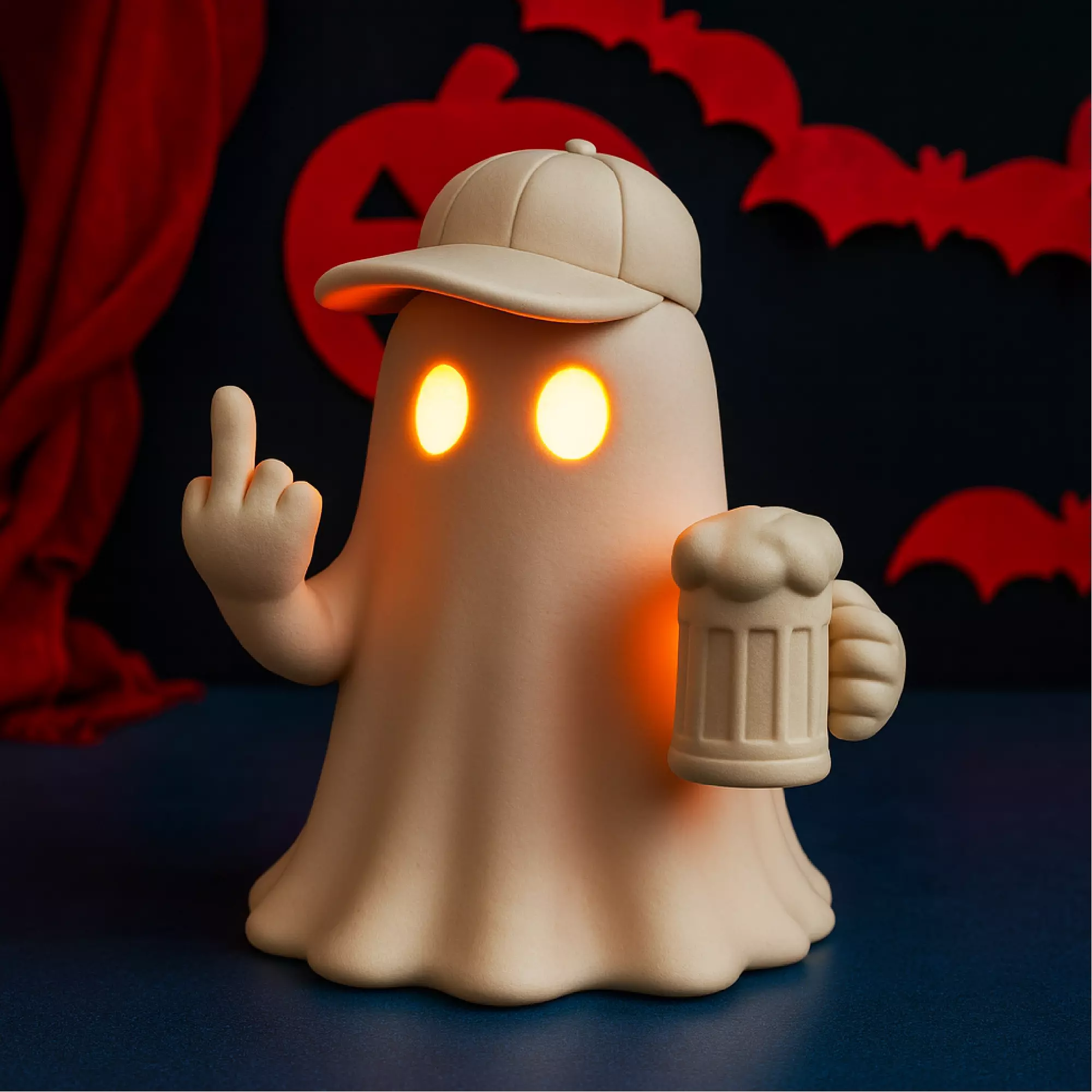 Middle Finger Ghost  Funny Tealight Holder and Figurine 3D print model_2
