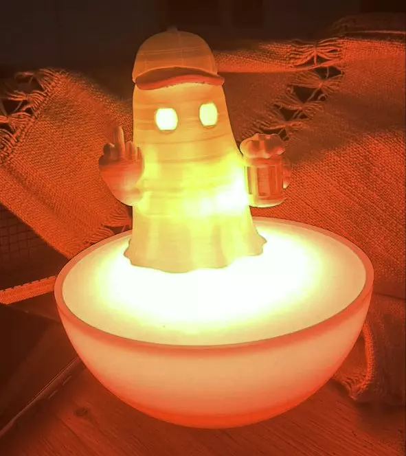 Middle Finger Ghost  Funny Tealight Holder and Figurine 3D print model_8