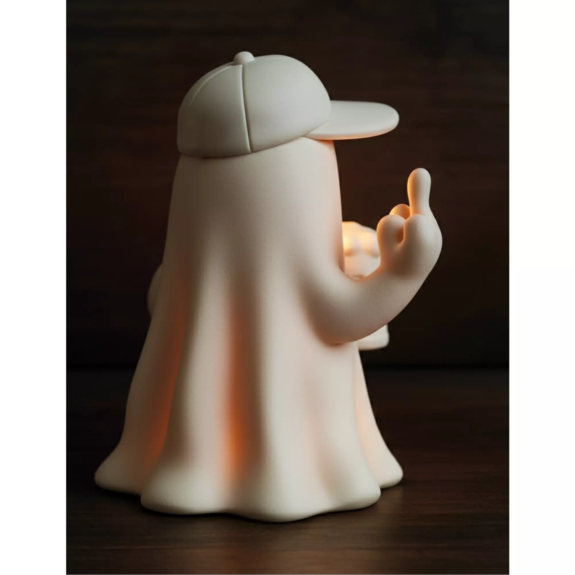 Middle Finger Ghost  Funny Tealight Holder and Figurine 3D print model_3