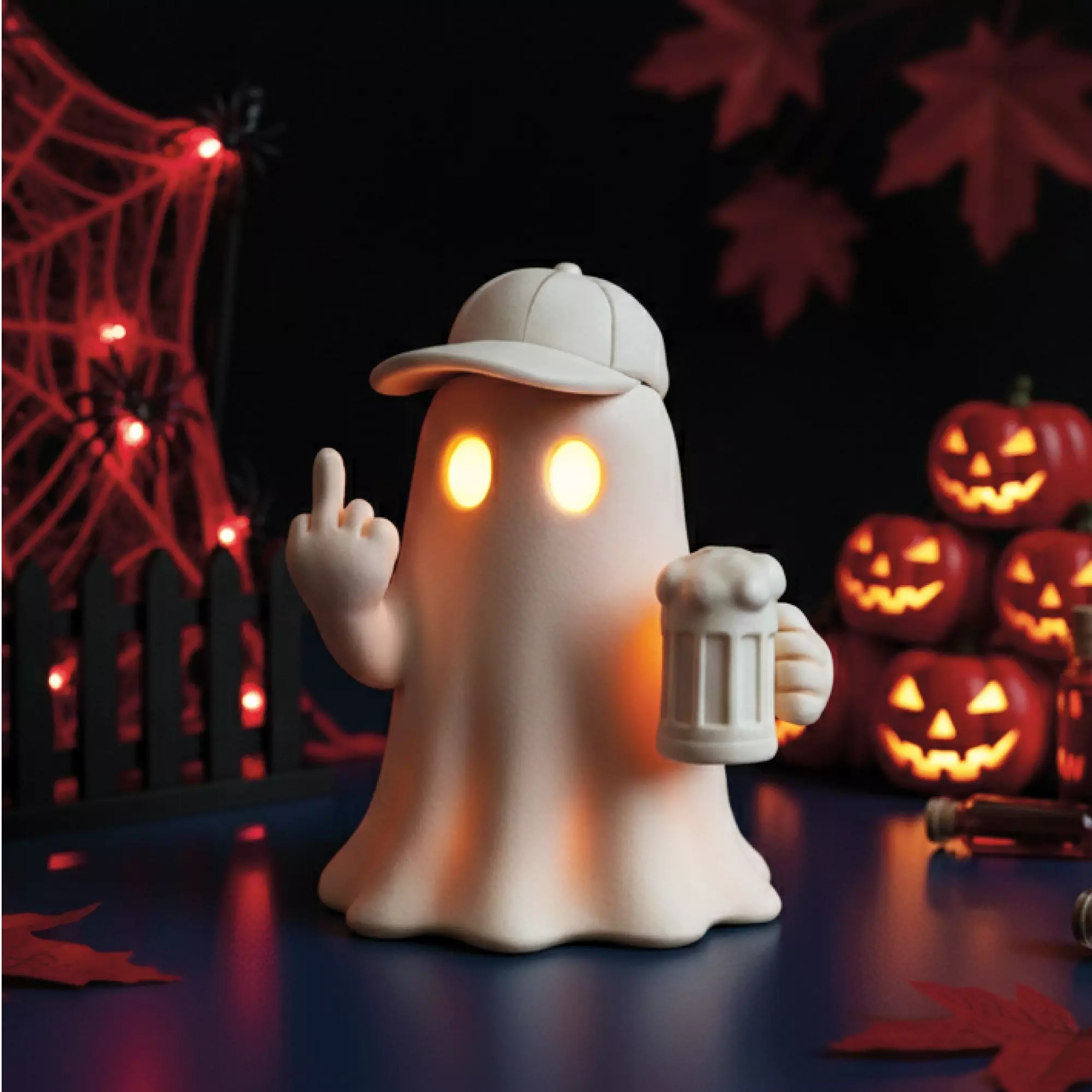 Middle Finger Ghost  Funny Tealight Holder and Figurine 3D print model_6