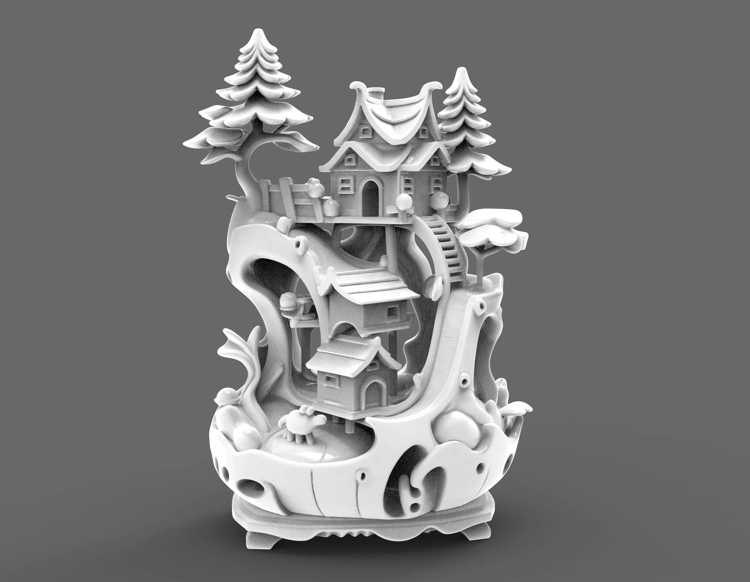 Whimsical Treehouse Village 3D print model