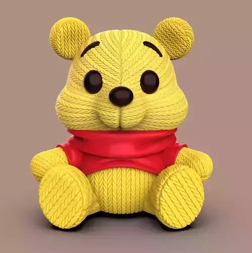 WINNIE POOH KAWAII- TEJIDO- NORMAL Y LLAVERO 3D print model