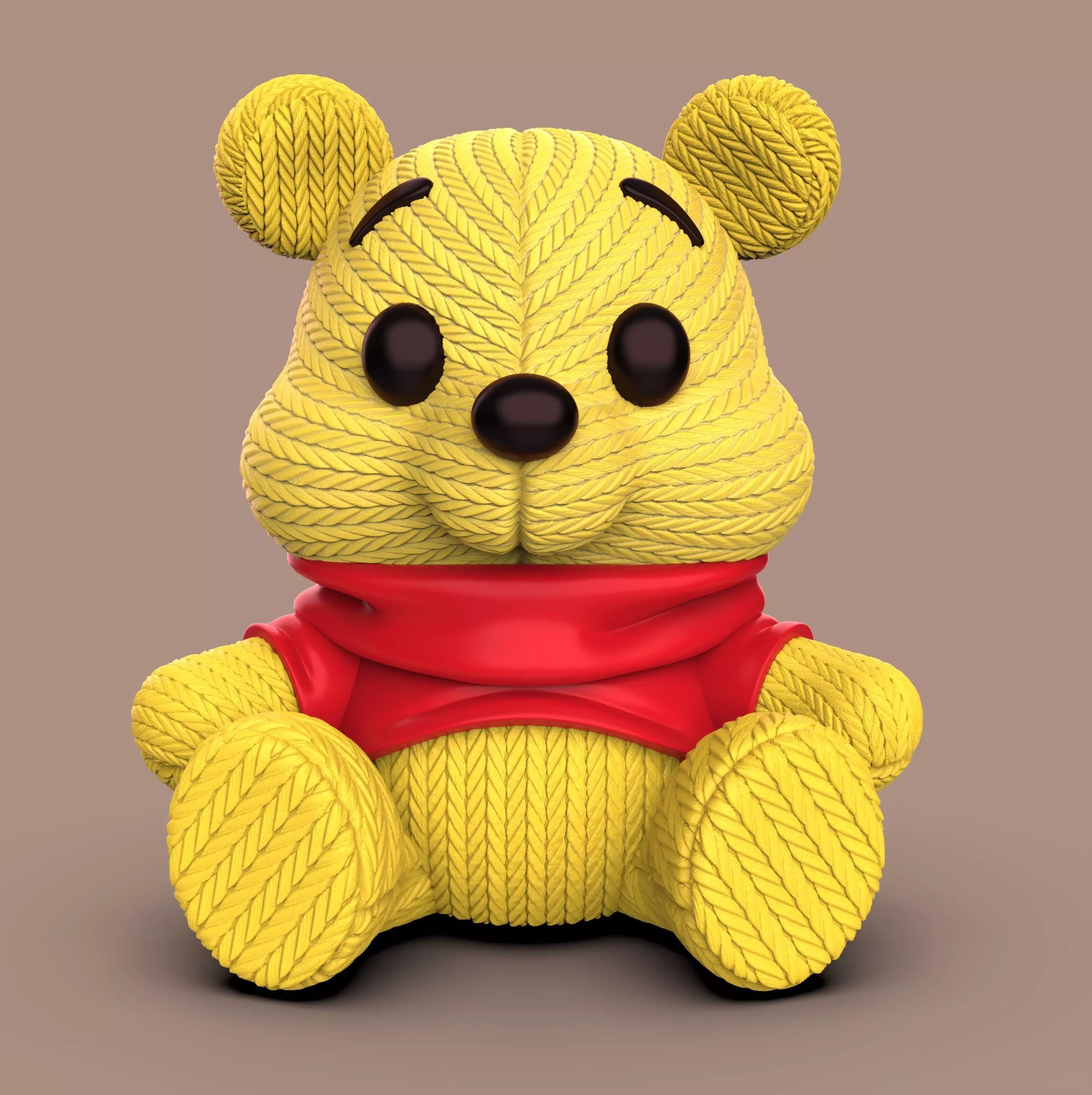 WINNIE POOH KAWAII- TEJIDO- NORMAL Y LLAVERO 3D print model