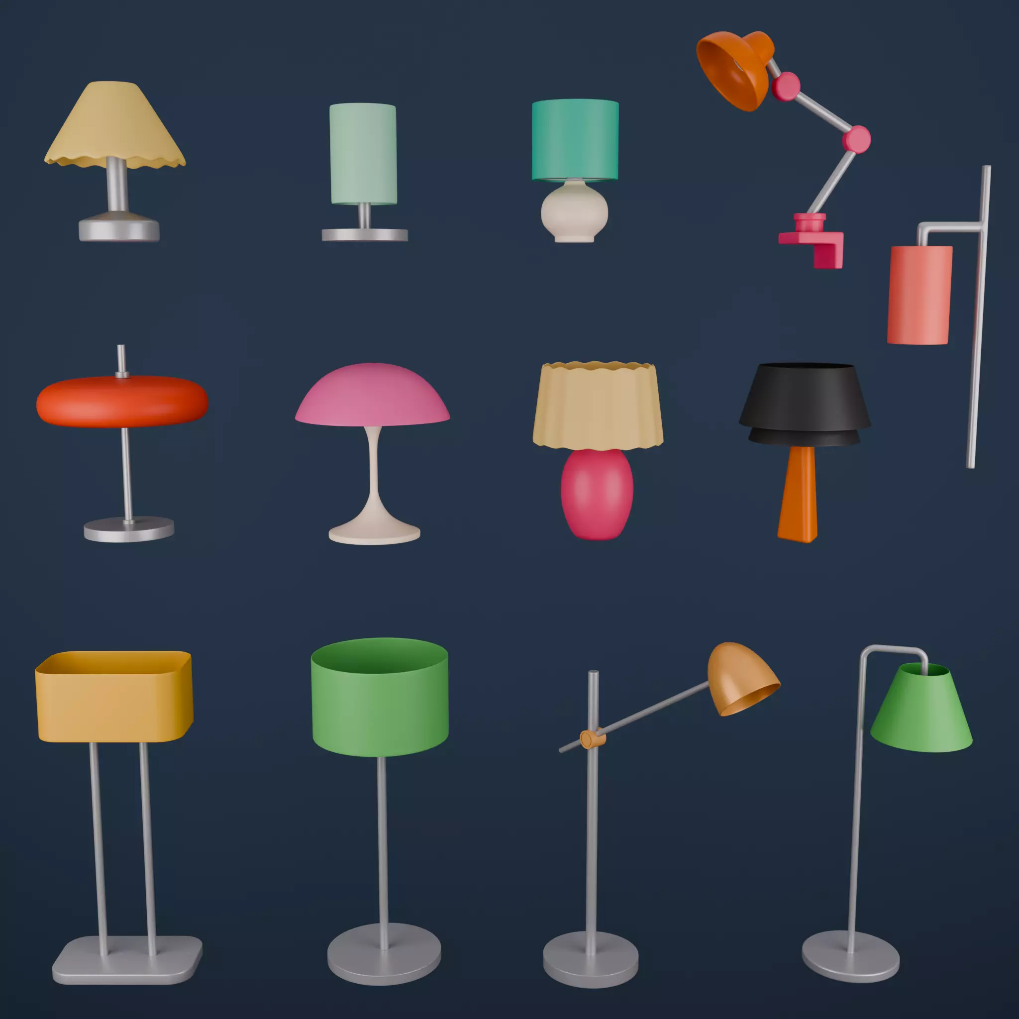 Stylized Lamps Pack Low-poly 3D model_0