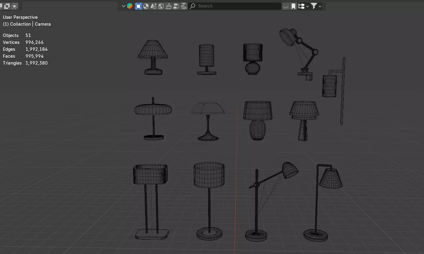 Stylized Lamps Pack Low-poly 3D model_14