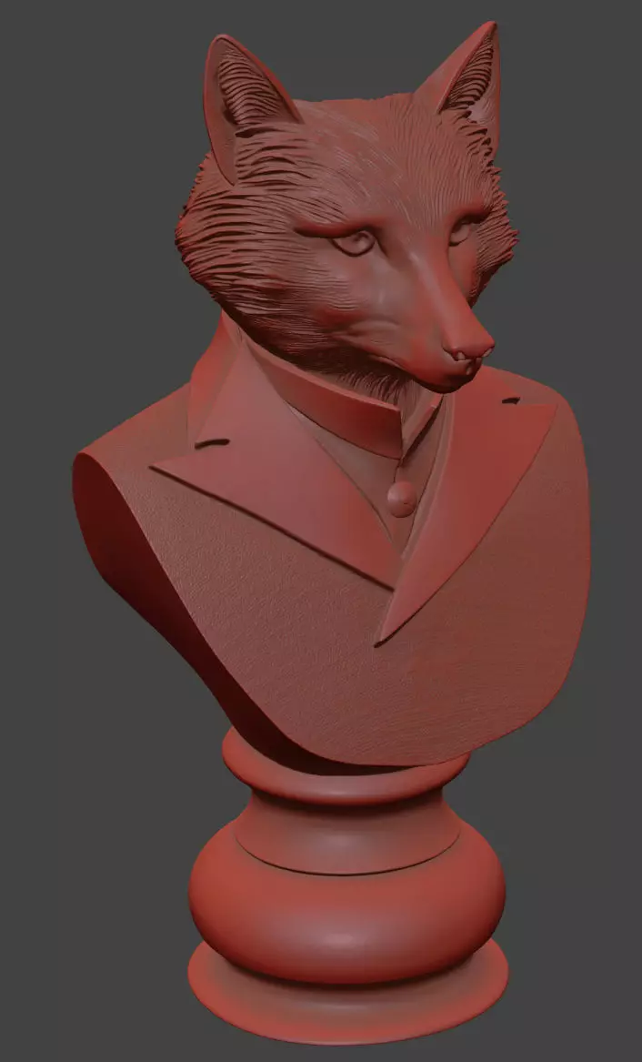 Fox Bust 3D model_4