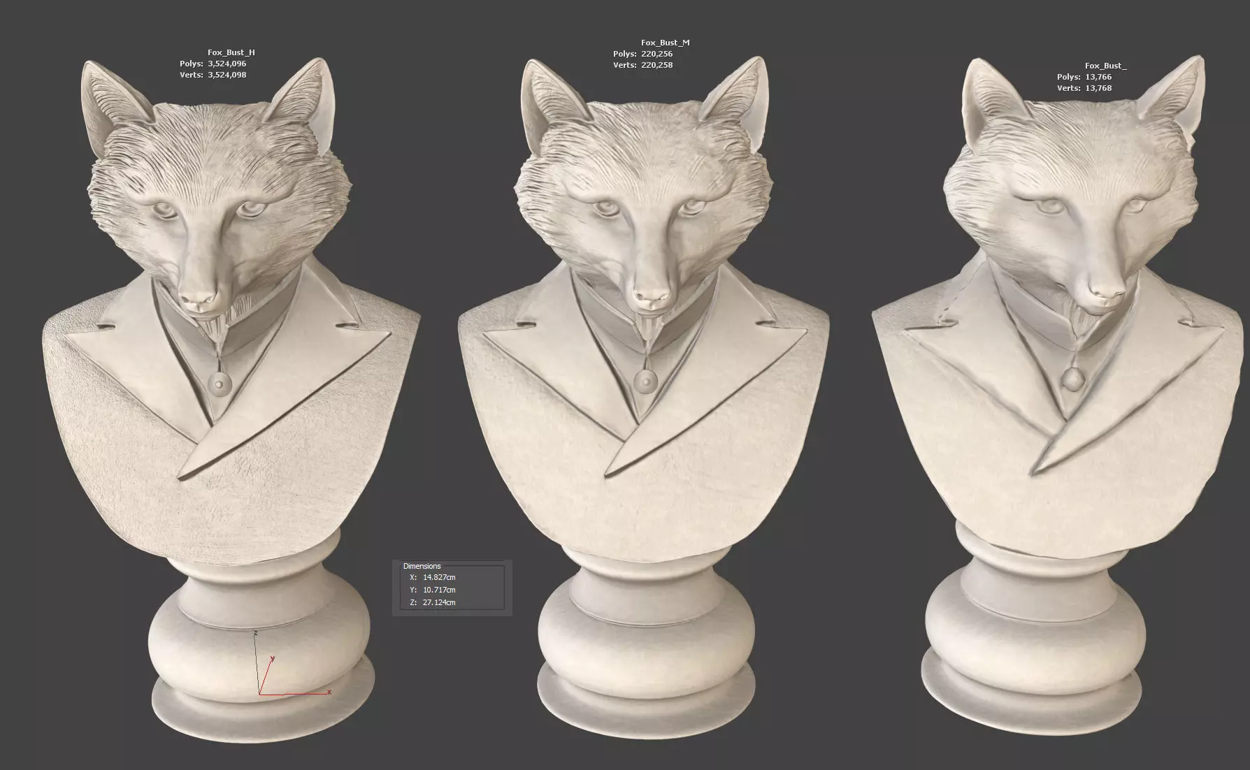 Fox Bust 3D model_2