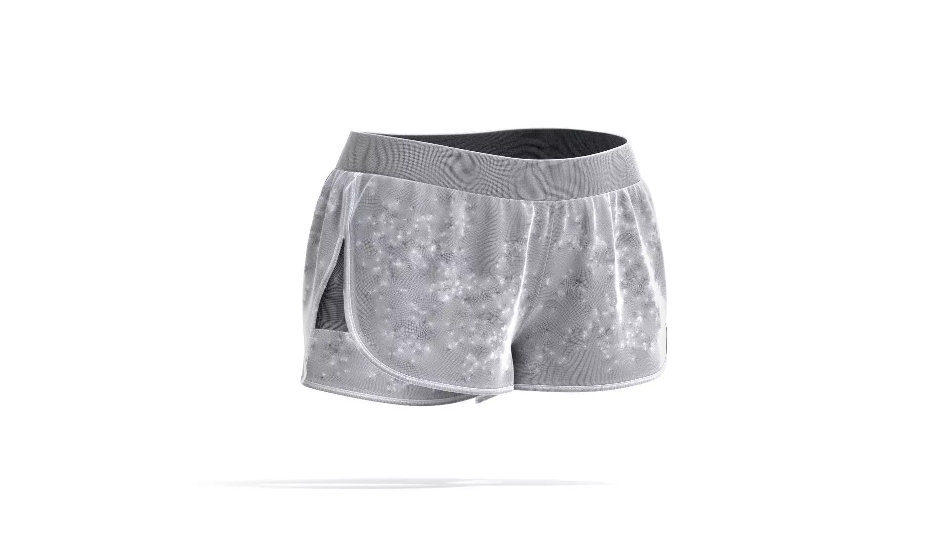 White Women Sport Shorts - female jersey swimtrunks 3D model_8