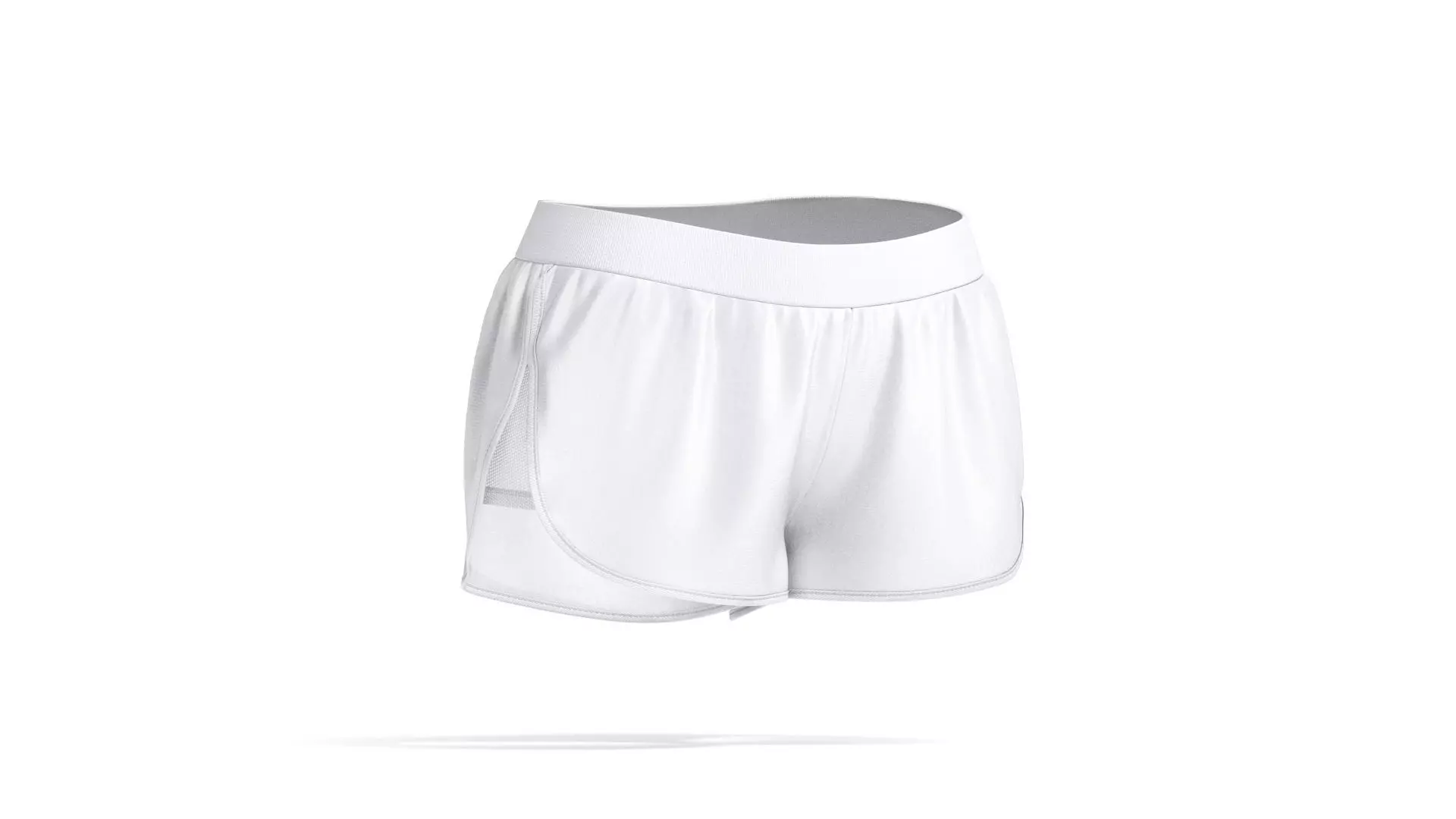 White Women Sport Shorts - female jersey swimtrunks 3D model_2