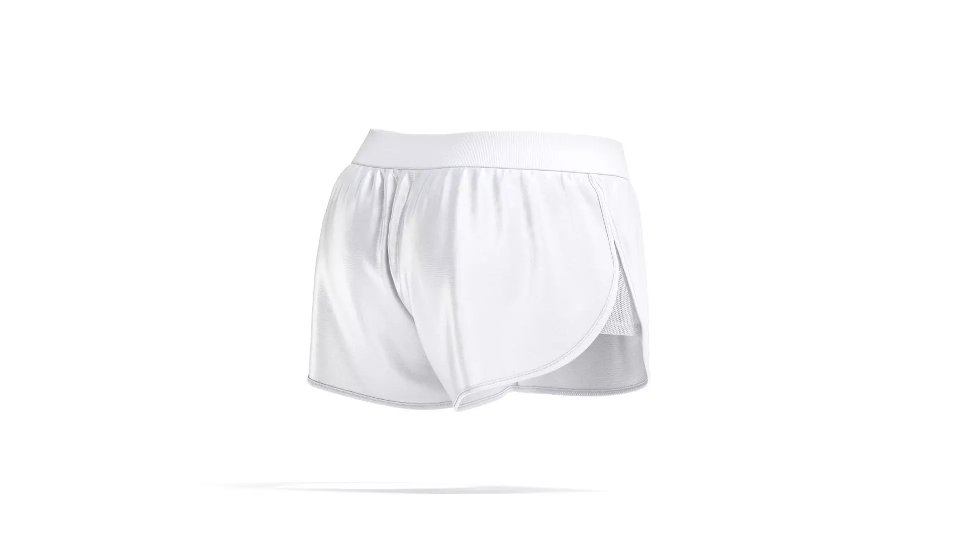 White Women Sport Shorts - female jersey swimtrunks 3D model_4