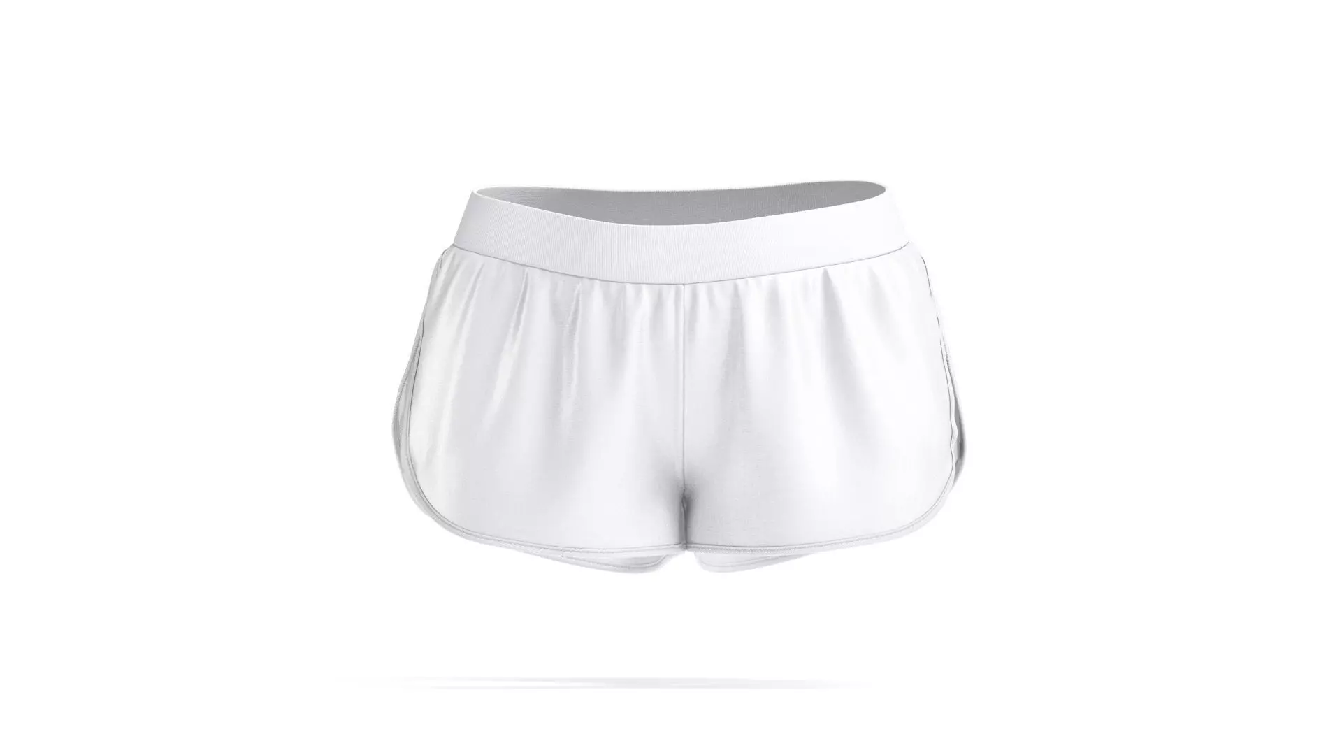 White Women Sport Shorts - female jersey swimtrunks 3D model_0