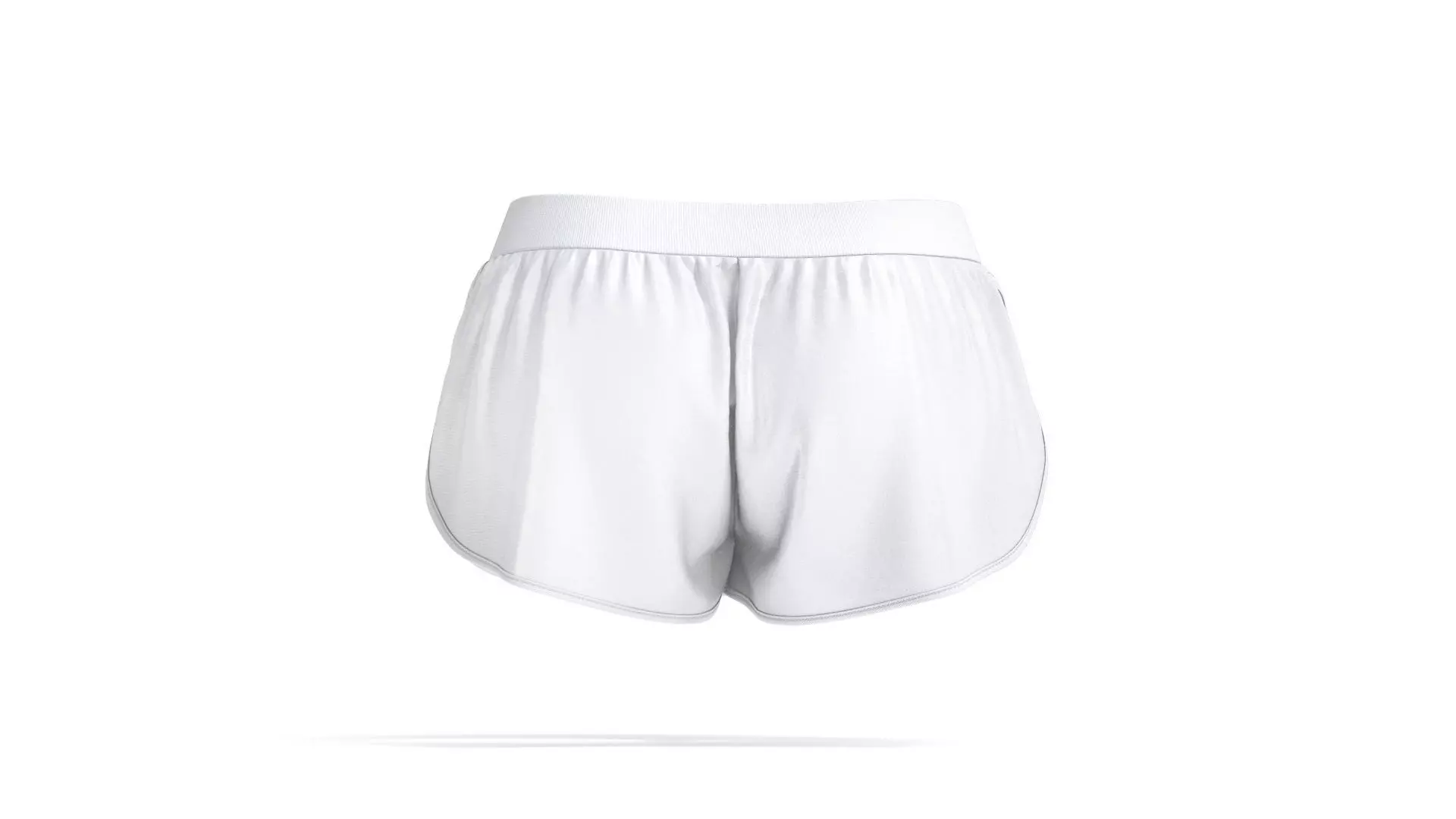 White Women Sport Shorts - female jersey swimtrunks 3D model_3