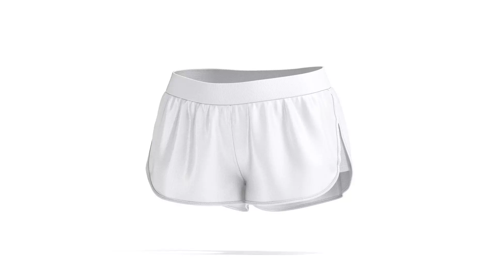 White Women Sport Shorts - female jersey swimtrunks 3D model_1