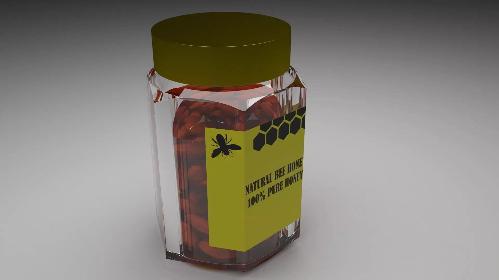 Jar of Honey With Almonds 3D model
