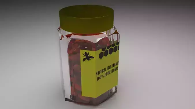 Jar of Honey With Almonds 3D model