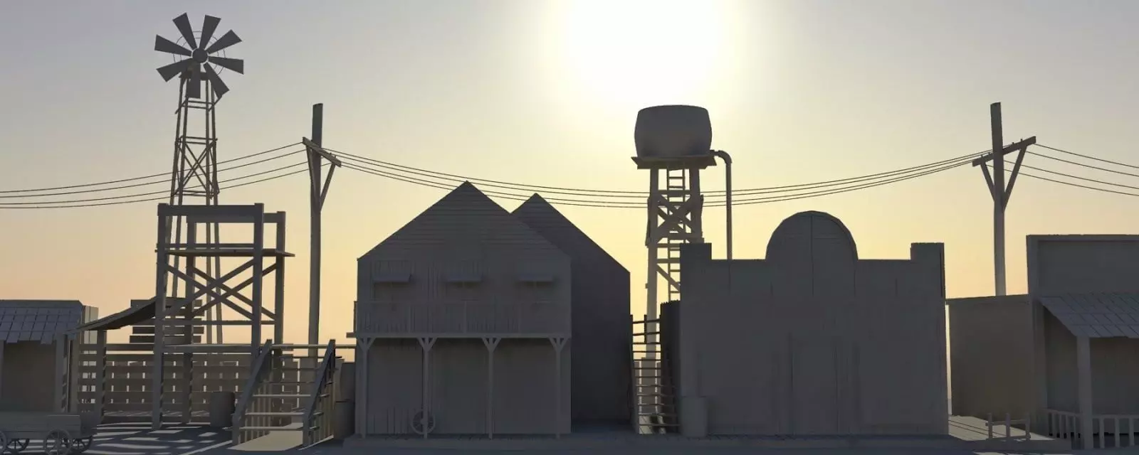 Old West Low-poly 3D model_0