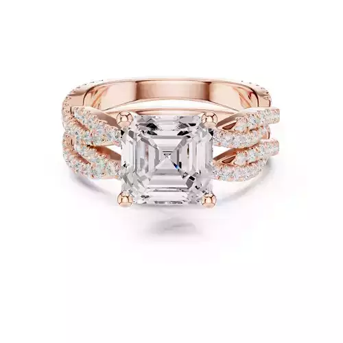 Asscher Cut Twisted Shank Wedding Ring Set 3DM STL Video