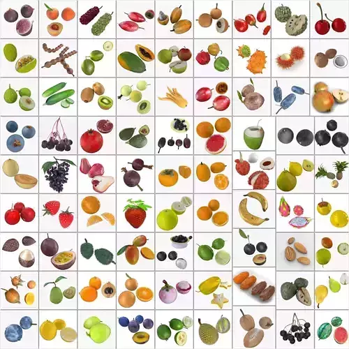 Mega Fruits 3D Model Collection Low-poly 3D model