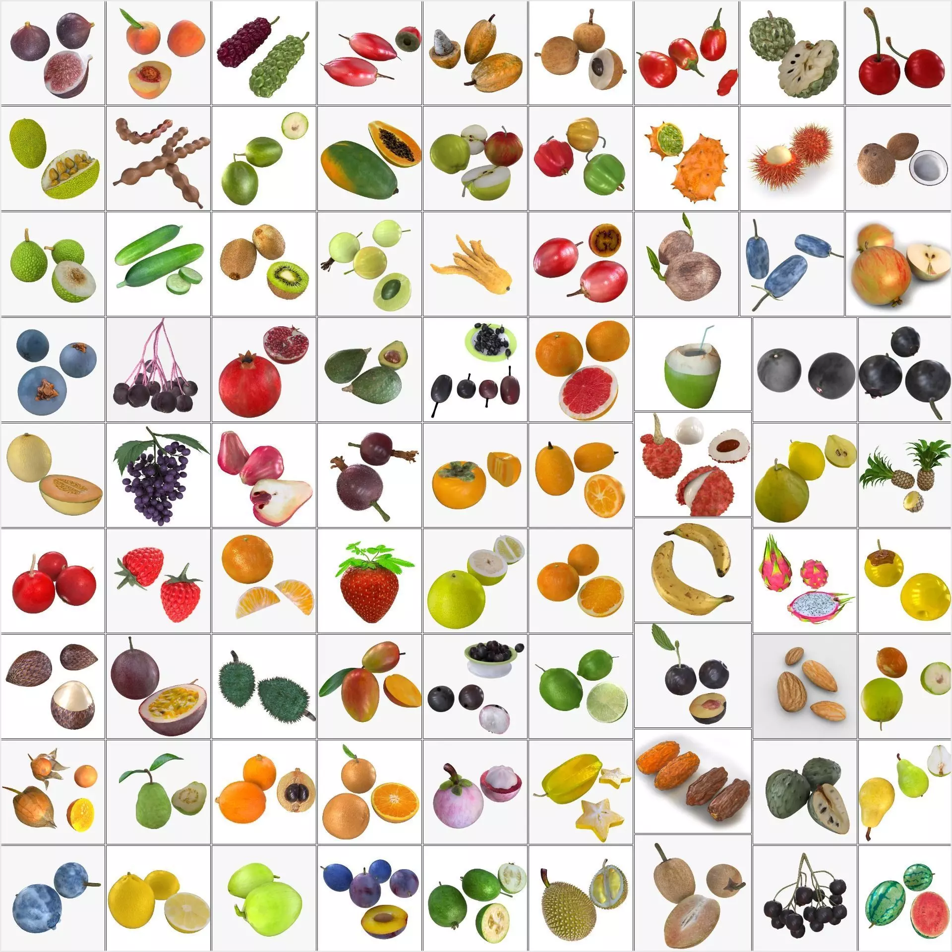 Mega Fruits 3D Model Collection Low-poly 3D model_0