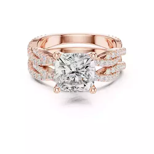 8mm Cushion Cut Twisted Shank Wedding Ring Set 3DM STL Video