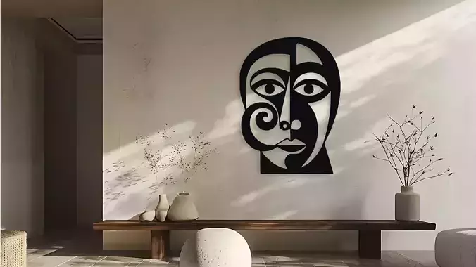 Abstract Face Vector Art Wall Decor