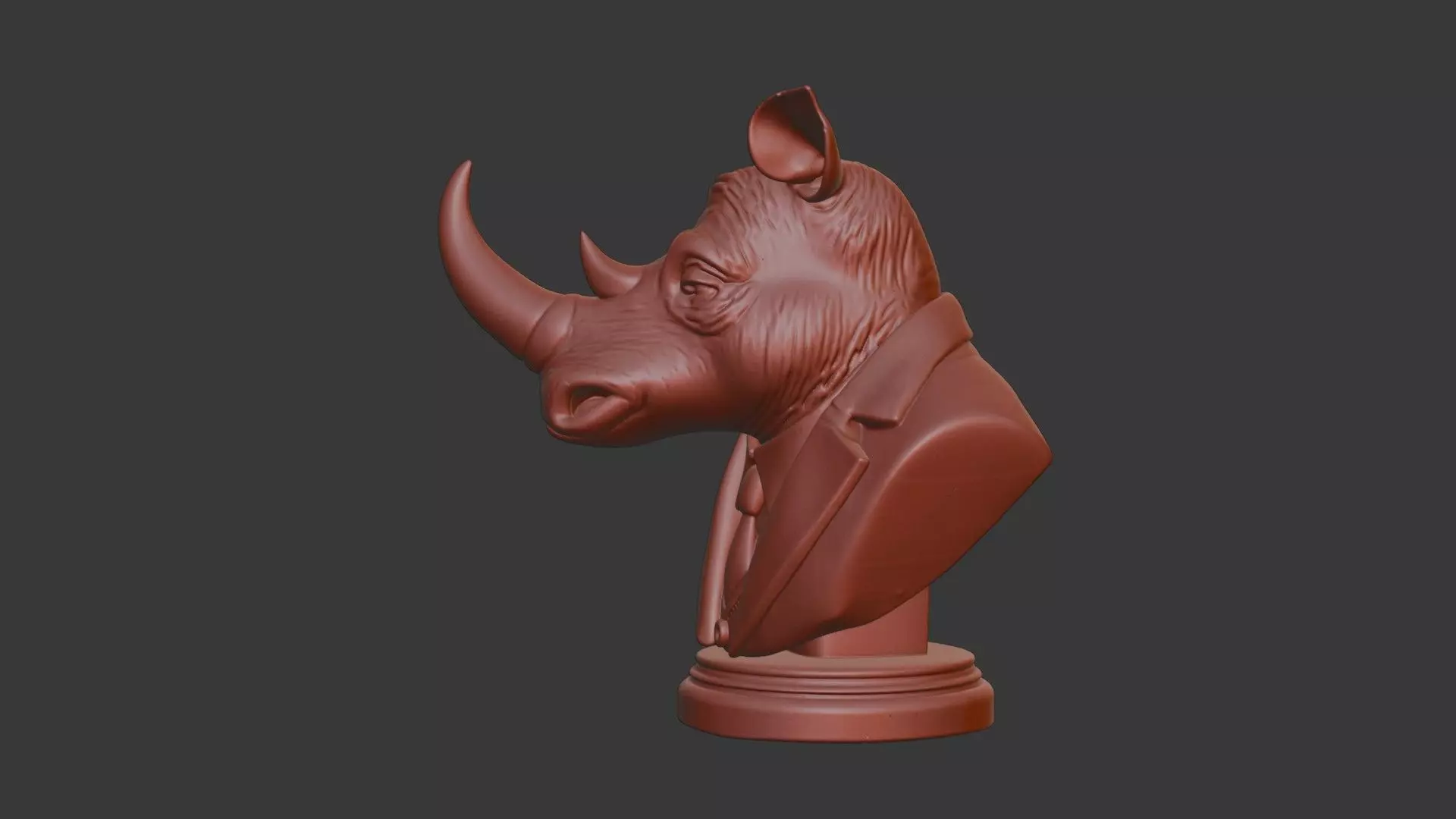 Rhino Bust 3D Model - STL Printable Wildlife Animal 3D print model_7
