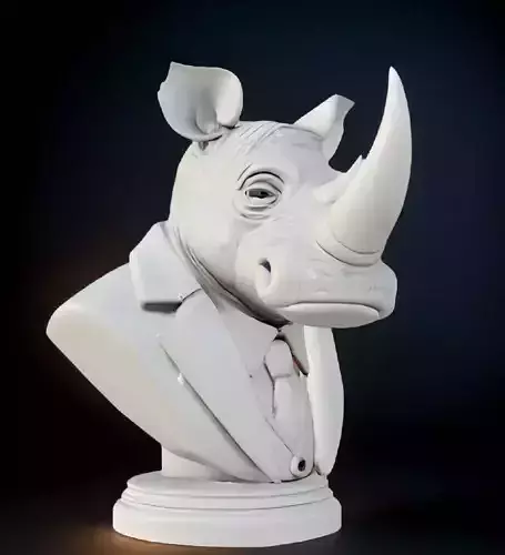 Rhino Bust 3D Model - STL Printable Wildlife Animal