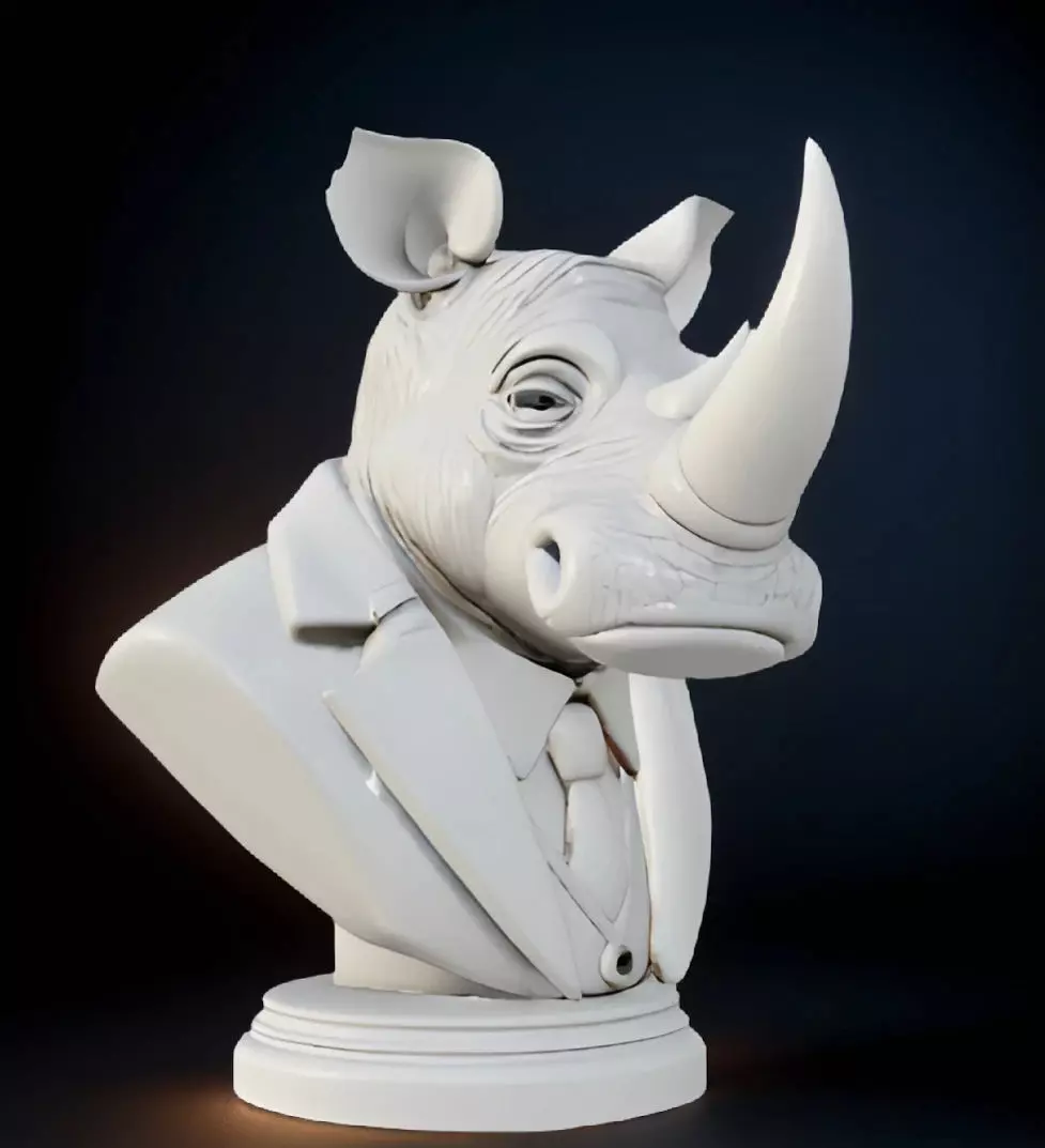 Rhino Bust 3D Model - STL Printable Wildlife Animal 3D print model_0