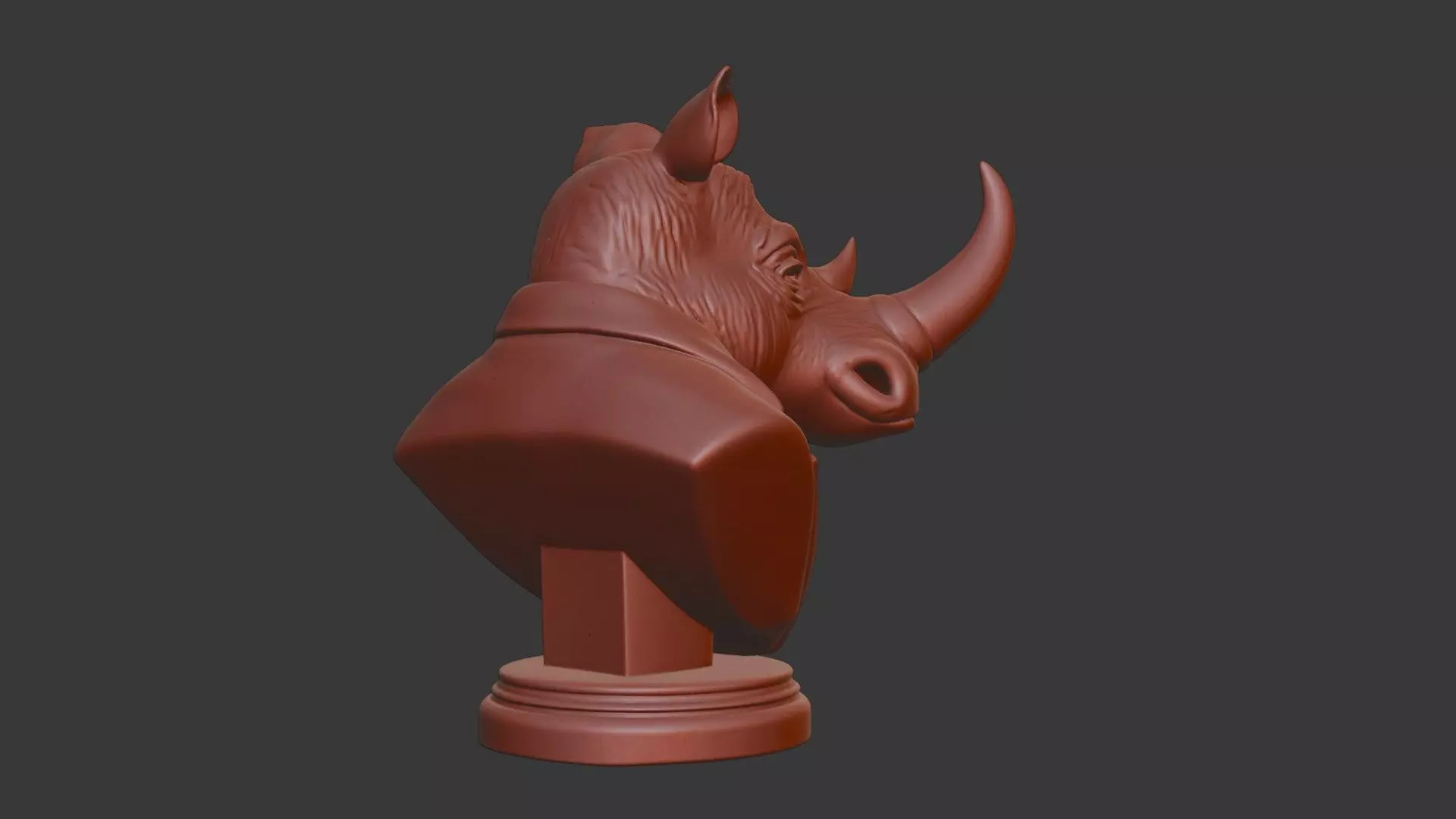 Rhino Bust 3D Model - STL Printable Wildlife Animal 3D print model_5