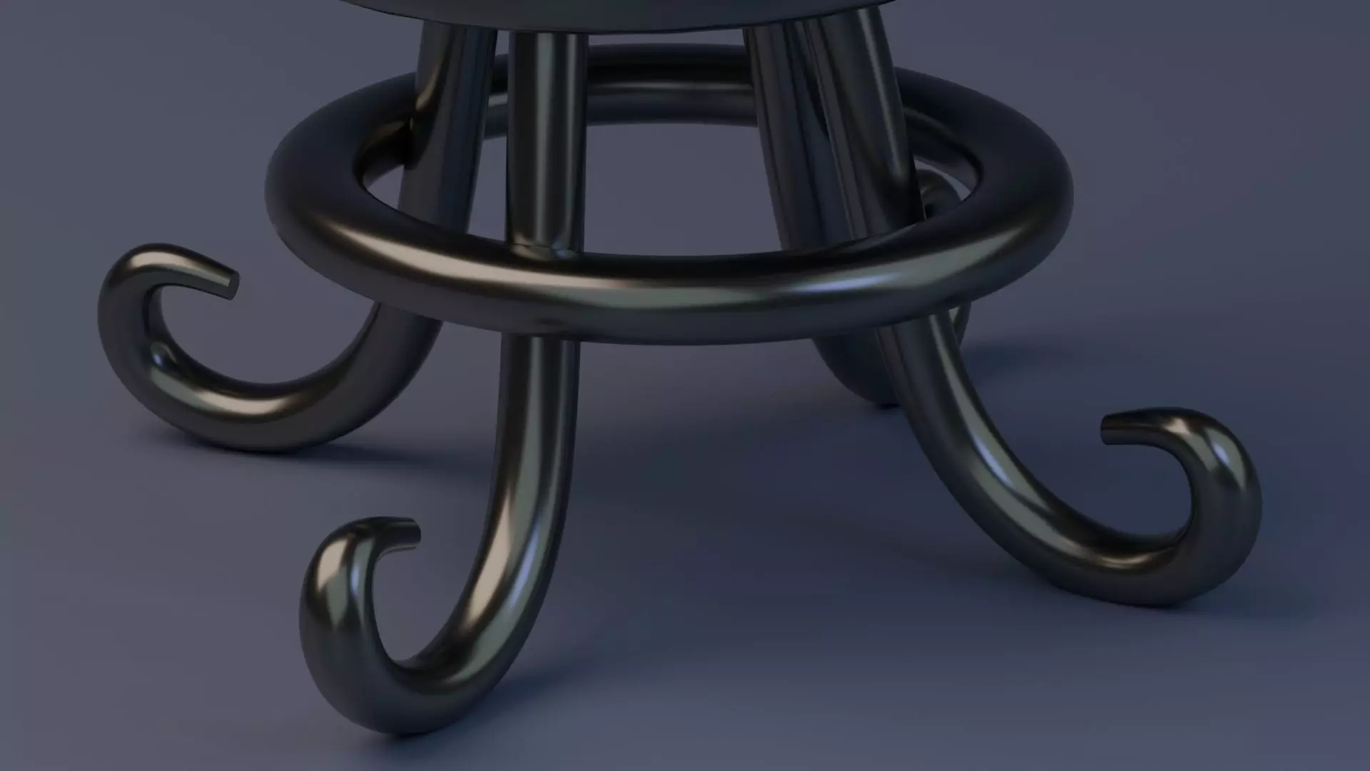 Elegant Vintage Stool Low Poly Low-poly 3D model_2