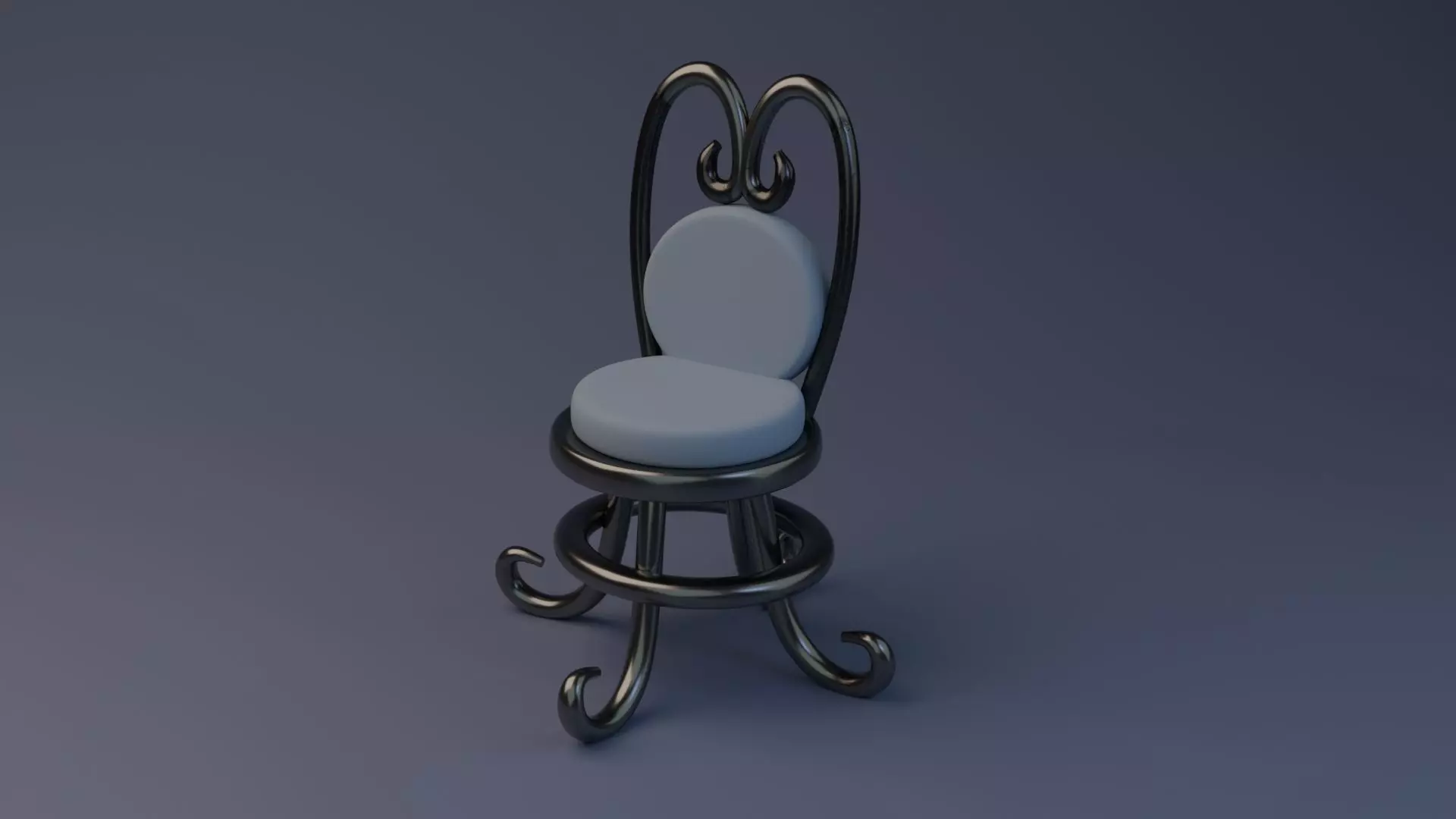 Elegant Vintage Stool Low Poly Low-poly 3D model_0