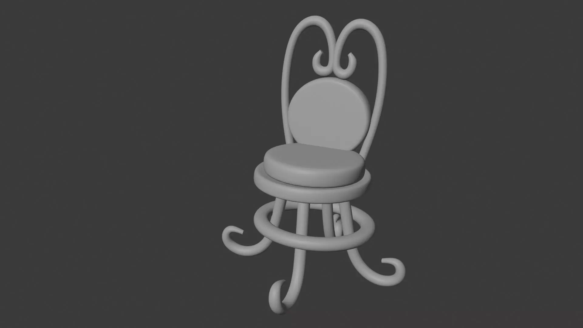 Elegant Vintage Stool Low Poly Low-poly 3D model_1