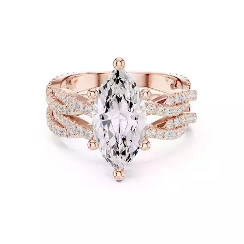 14x7mm Marquise Cut Twisted Shank Wedding Ring Set 3DM STL Video 3D print model