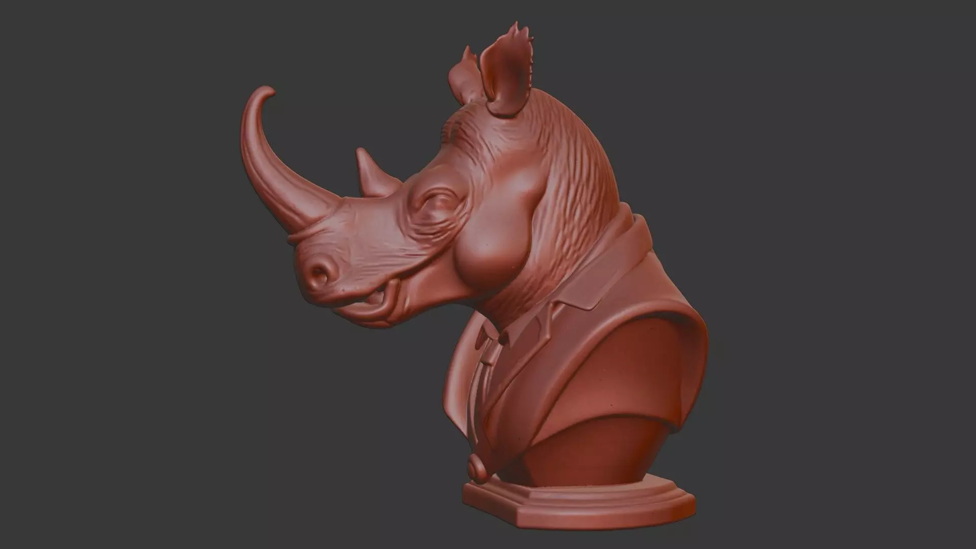 Rhino Bust 3D Model - STL Printable Wildlife Animal 3D print model_3
