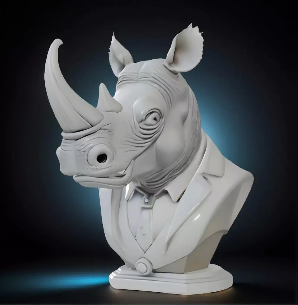 Rhino Bust 3D Model - STL Printable Wildlife Animal 3D print model_0
