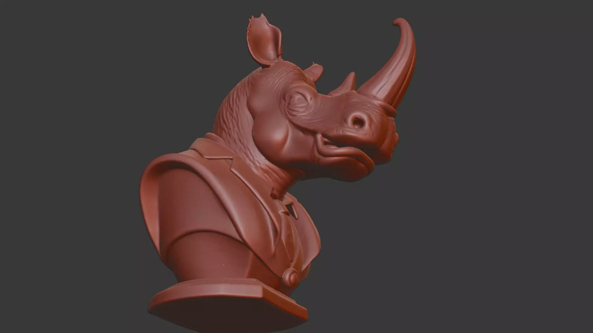 Rhino Bust 3D Model - STL Printable Wildlife Animal 3D print model_6