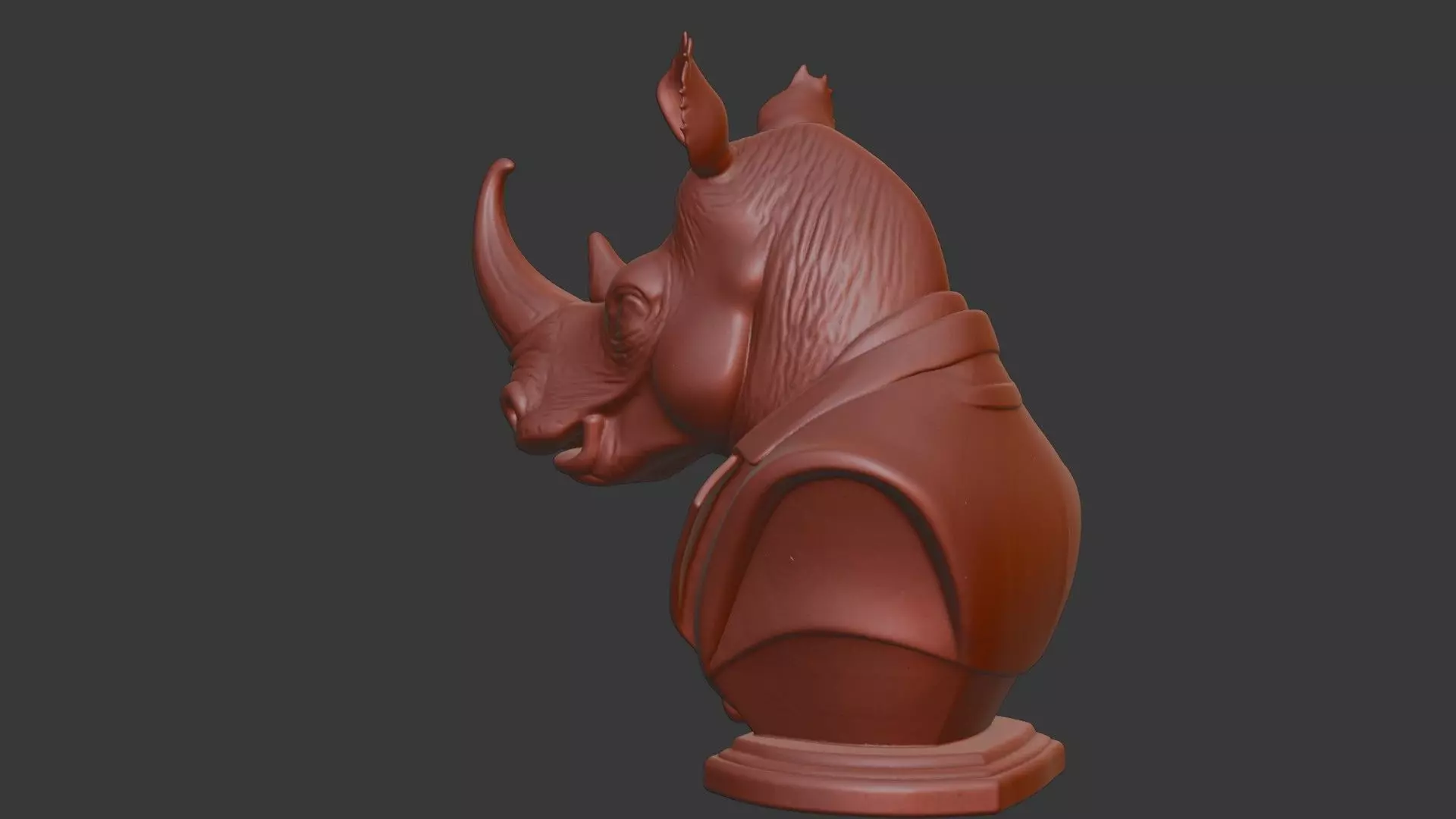 Rhino Bust 3D Model - STL Printable Wildlife Animal 3D print model_4