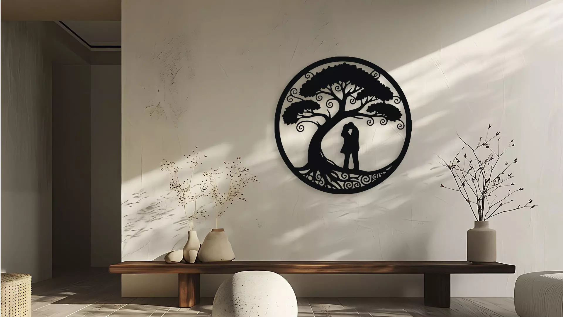 Tree of Life Couple Kissing Wall Decor Art 3D model_0
