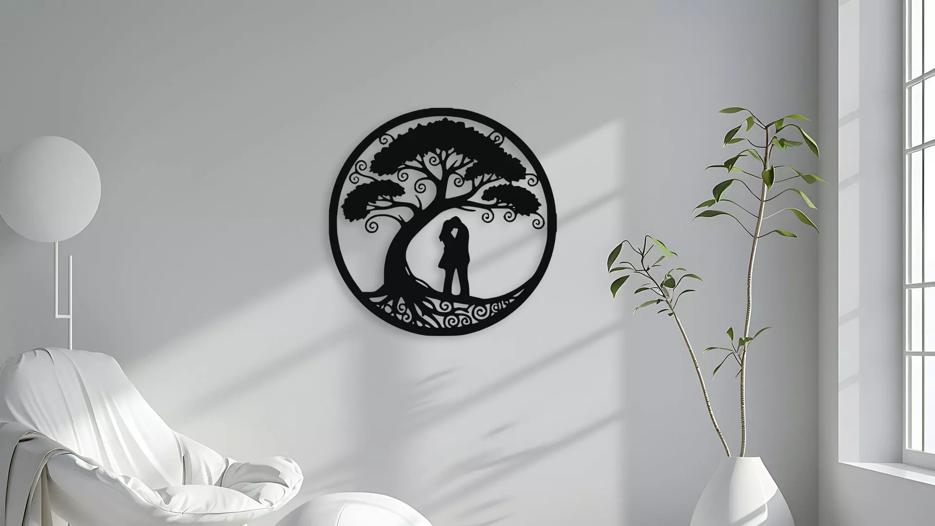 Tree of Life Couple Kissing Wall Decor Art 3D model_4