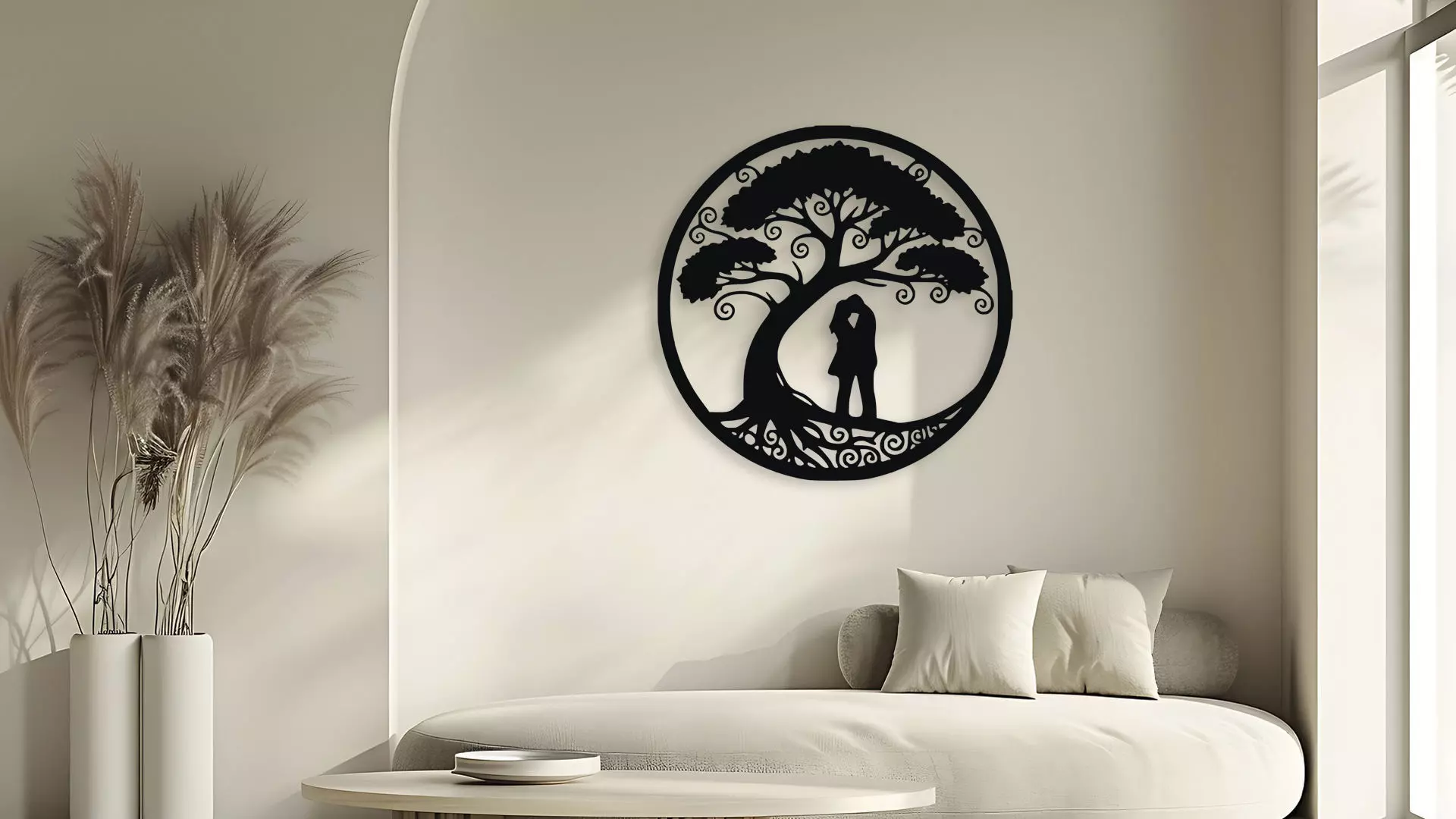 Tree of Life Couple Kissing Wall Decor Art 3D model_5